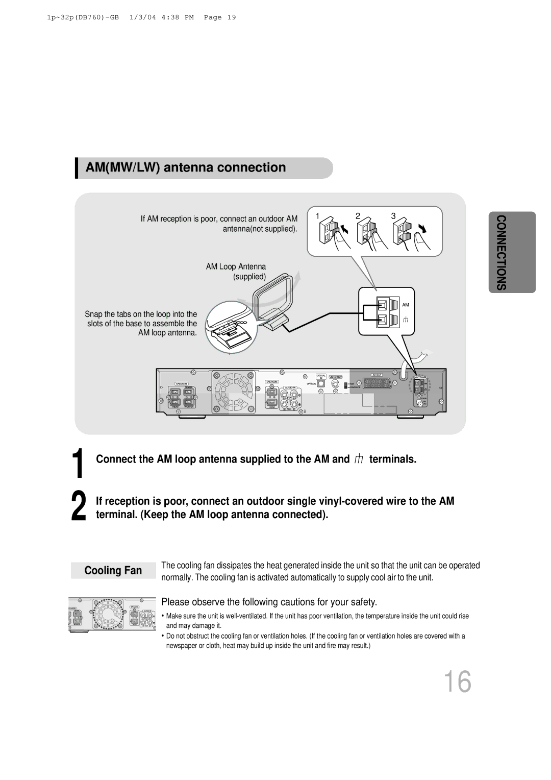 Samsung HT-DB760, HTDB760RH/EDC, HTDB760RH/ELS manual AMMW/LW antenna connection, Antennanot supplied 