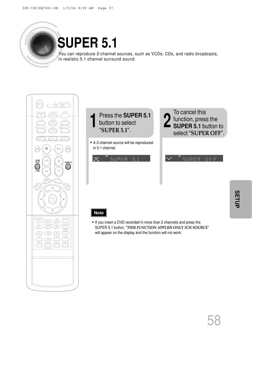 Samsung HT-DB760, HTDB760RH/EDC, HTDB760RH/ELS manual Press the Super Button to select, To cancel this 