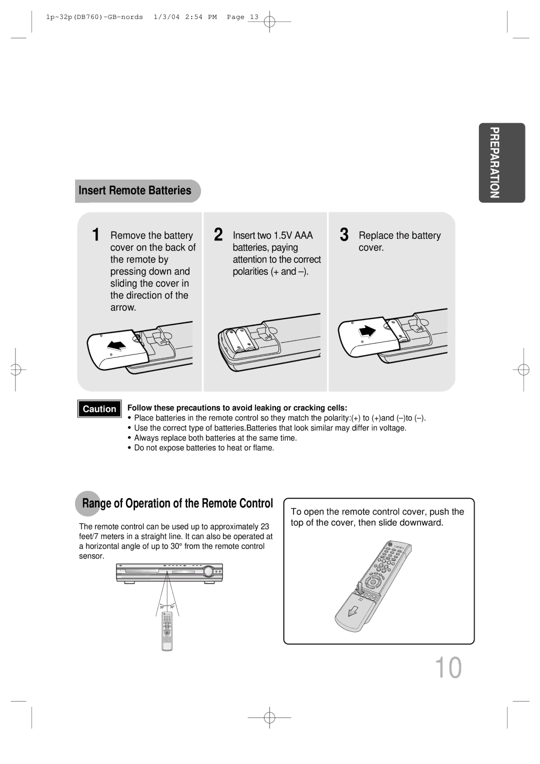 Samsung HTDB760TTH/FES, HTDB760TTH/CBM, HTDB760TH/XSG, HTDB760TH/UMG, HTDB760TTH/XSG manual Insert Remote Batteries 