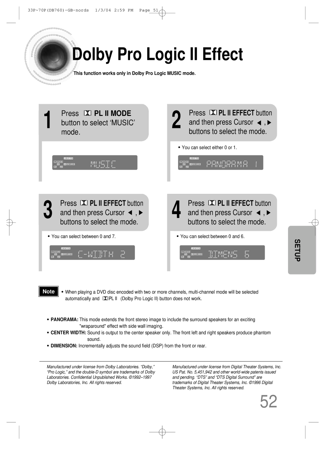 Samsung HTDB760TTH/XSG, HTDB760TTH/CBM manual Dolby Pro Logic II Effect, Press PL II Mode, Button to select ‘MUSIC’ mode 