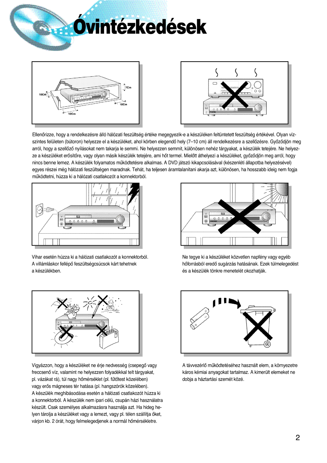 Samsung HTDL100RH/EDC, HTDL100RH/ELS manual Óvintézkedések, Készülékben 