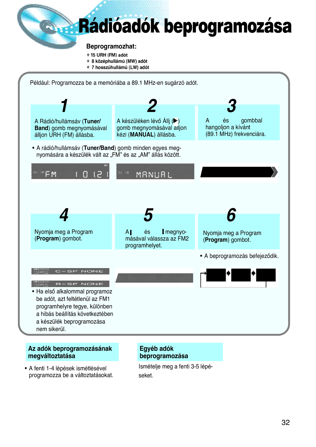 Samsung HTDL100RH/EDC, HTDL100RH/ELS manual Beprogramozhat 