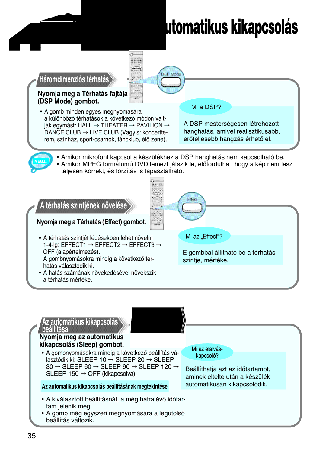 Samsung HTDL100RH/ELS, HTDL100RH/EDC manual Háromdimenziós térhatás, Térhatás szintjének növelése, Beállítása 