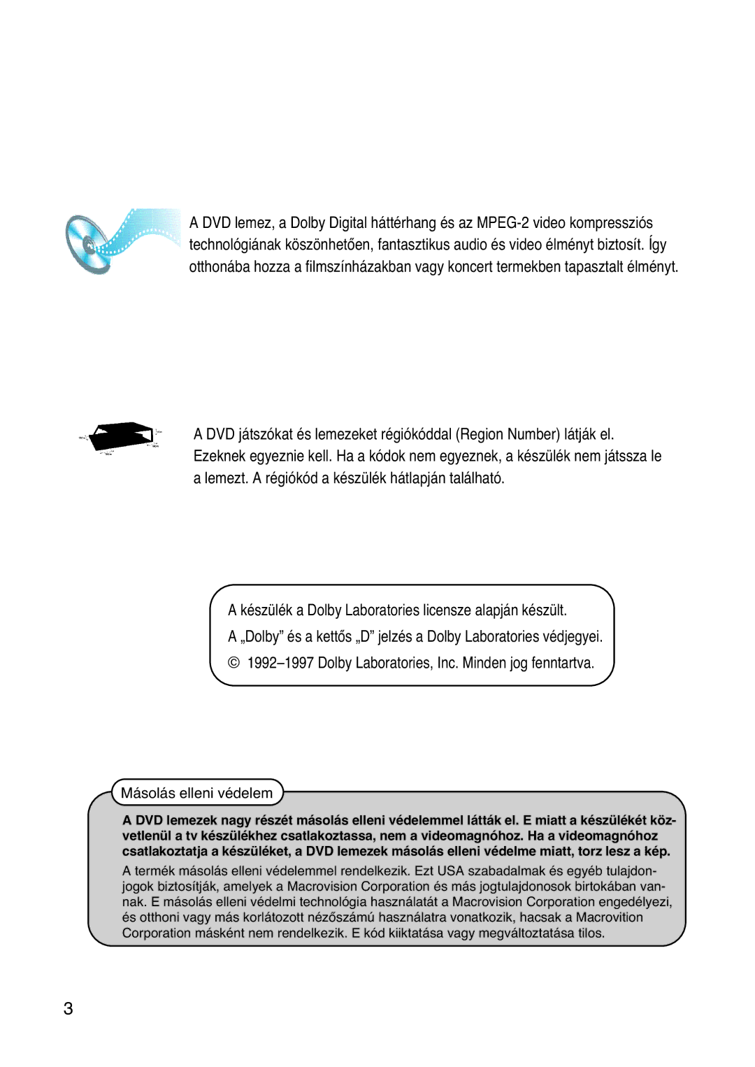 Samsung HTDL100RH/ELS, HTDL100RH/EDC manual Másolás elleni védelem 