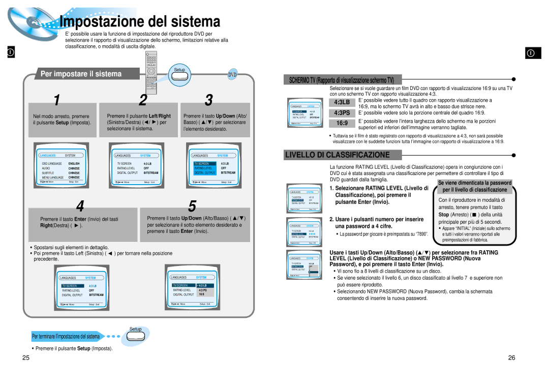 Samsung HTDL200RH/EDC manual Per impostare il sistema, 43LB 