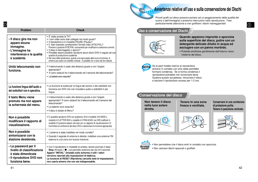 Samsung HTDL200RH/EDC manual Uso e conservazione dei Dischi 