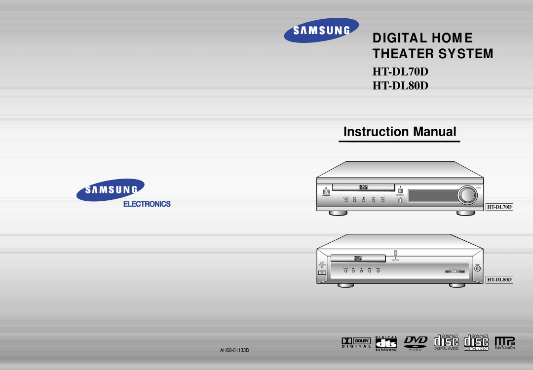 Samsung HTDL70DRH/ELS, HTDL70DRH/EDC manual Digital Home Theater System, AH68-01133B 