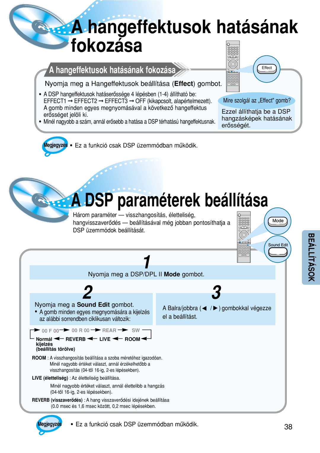 Samsung HTDM150RH/EDC manual Hangeffektusok hatásának fokozása, Gombokkal végezze 