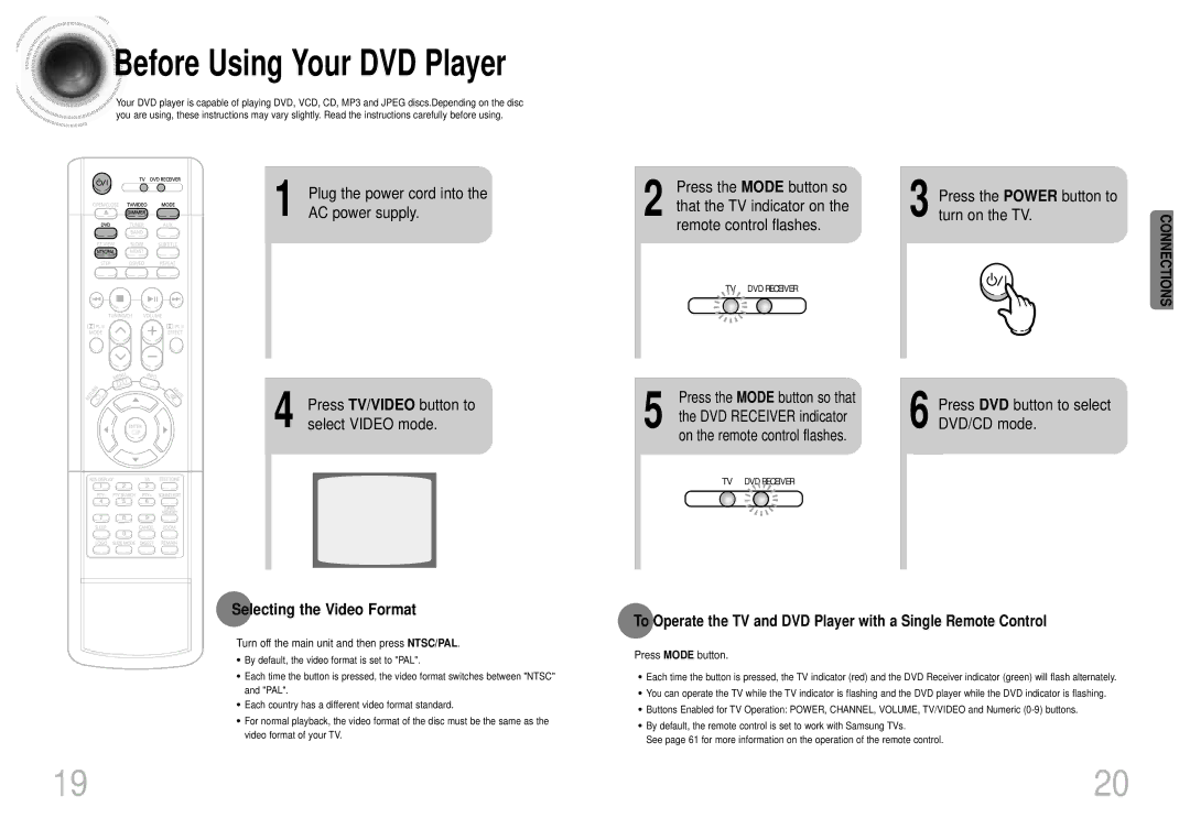 Samsung HTDM155RH/ELS, HTDM155RH/EDC manual Selecting the Video Format 