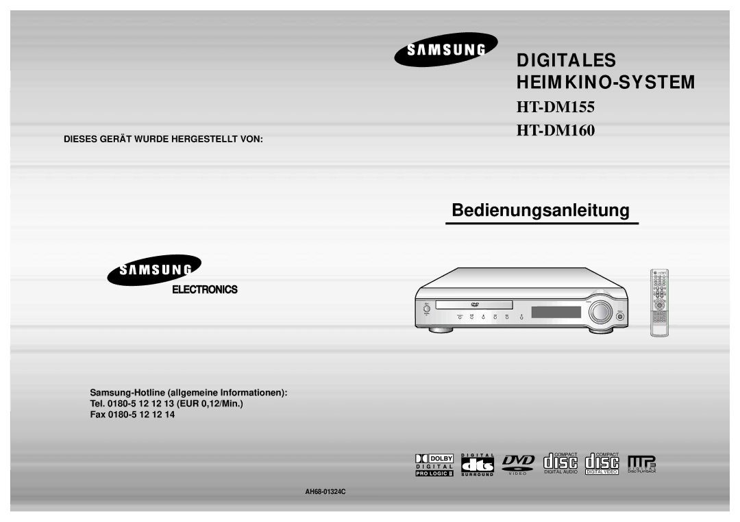 Samsung HTDM155RH/EDC manual Bedienungsanleitung, AH68-01324C 