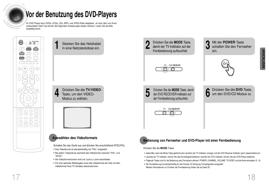 Samsung HTDM155RH/EDC manual Auswä hlen des Videoformats 