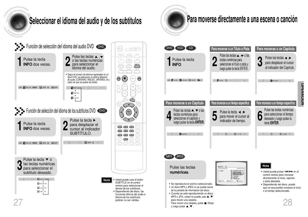 Samsung HTDM155RH/EDC manual 1Pulse la tecla Info, Pulse las teclas, Numé ricas 