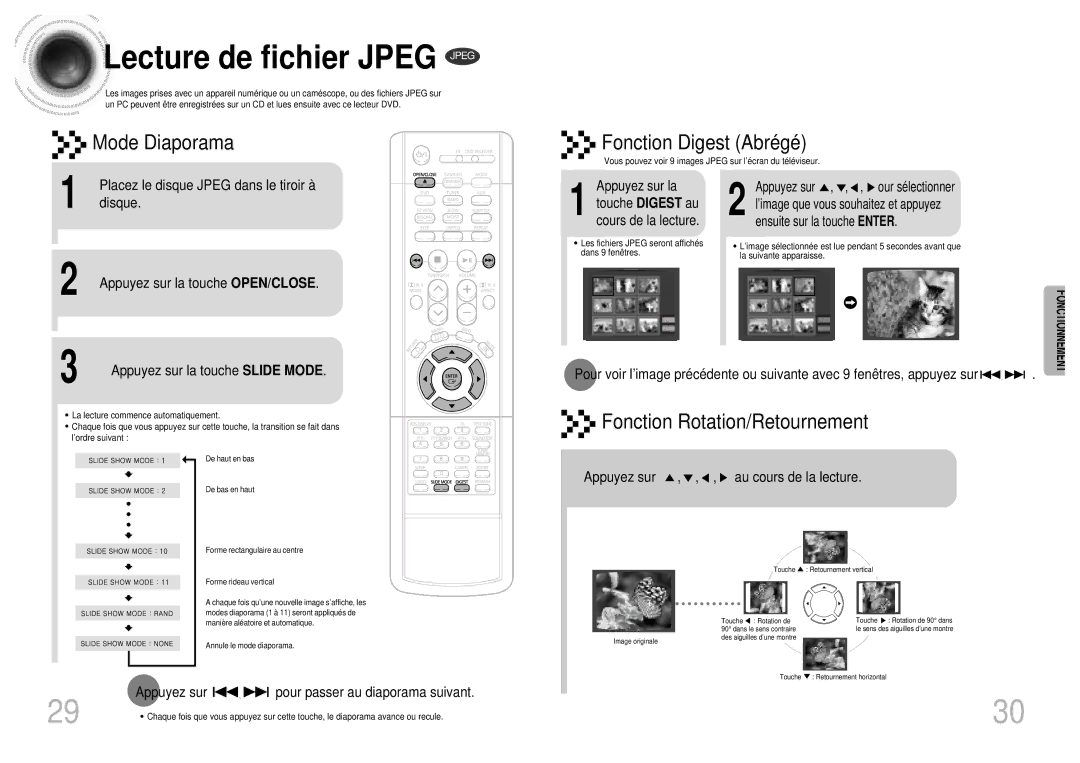 Samsung HTDM160RH/ELS manual Lecture de fichier Jpeg Jpeg 