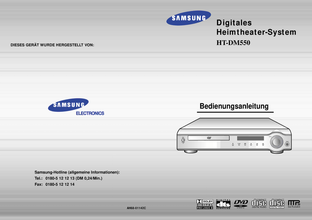 Samsung HTDM550RH/EDC manual Digitales Heimtheater-System 