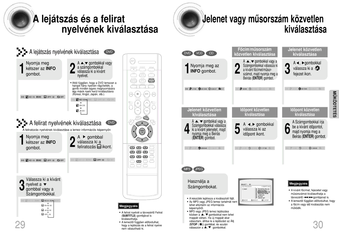 Samsung HTDS100B/EDC, HTDS100RH/ELS, HTDS100RH/EDC, HTDS100RH/XFO manual Lejátszás és a felirat 