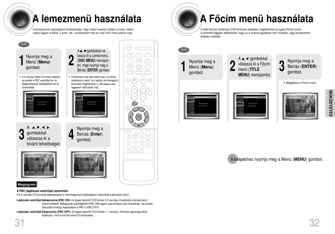 Samsung HTDS100RH/ELS, HTDS100B/EDC, HTDS100RH/EDC, HTDS100RH/XFO manual Lemezmenü használata 