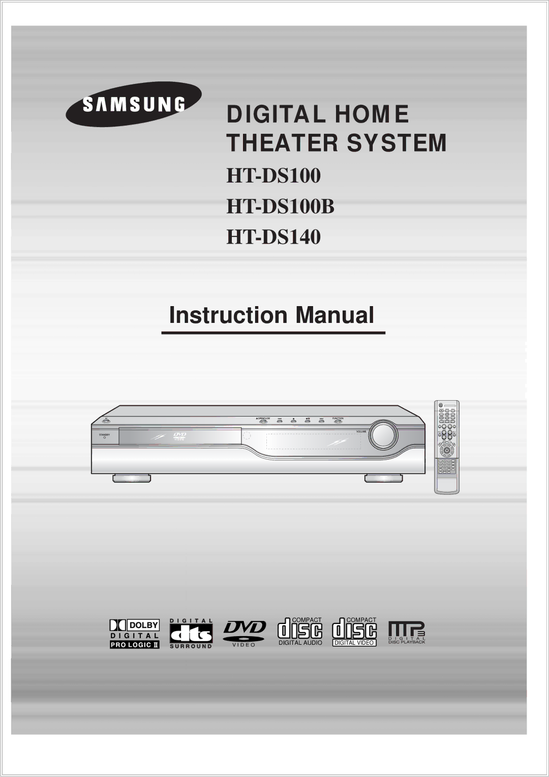 Samsung HT-DS100N/EDC, HTDS1000TH/XAA, HT-DS1100R/EDC, HTDS100B/EDC, HTDS1000RH/EDC manual Slim Digital Home Cinema System 