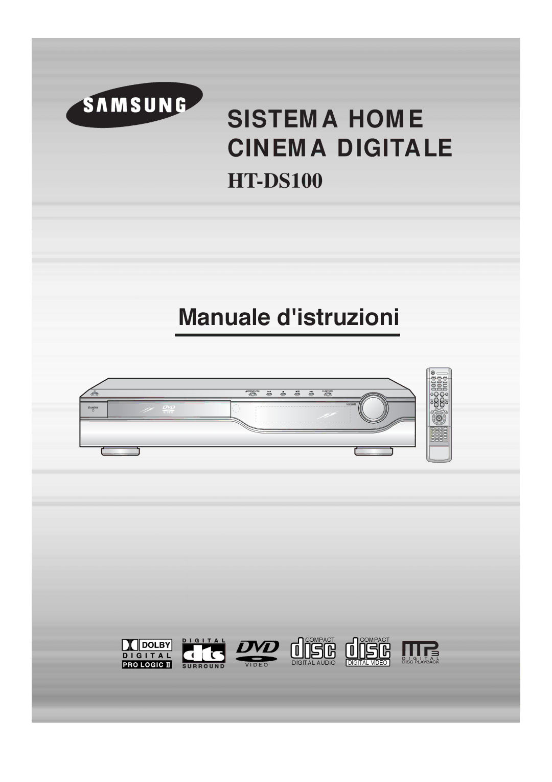 Samsung HTDS100B/EDC, HT-DS1100R/EDC, HT-DS1100R/ELS, HTDS100TH/XAA manual Sistema DI Home Cinema Digitale Ultra Sottile 