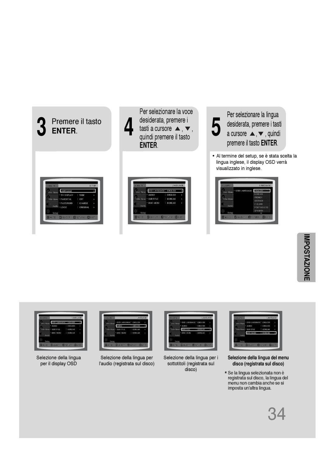 Samsung HTDS100RH/XFO, HTDS100B/EDC, HTDS100TH/XAA manual Per selezionare la voce 