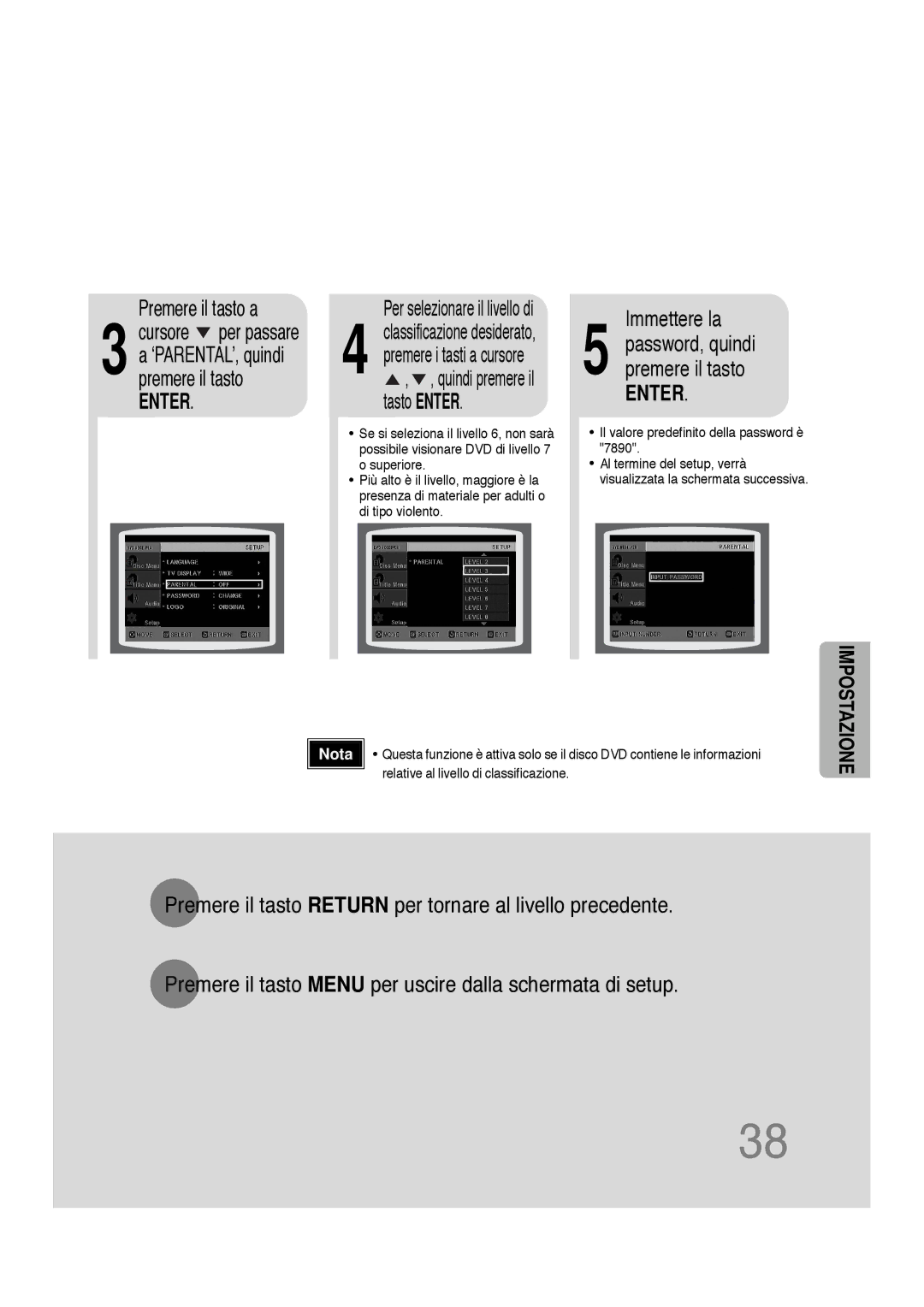 Samsung HTDS100B/EDC, HTDS100TH/XAA, HTDS100RH/XFO manual Immettere la, Per selezionare il livello di 