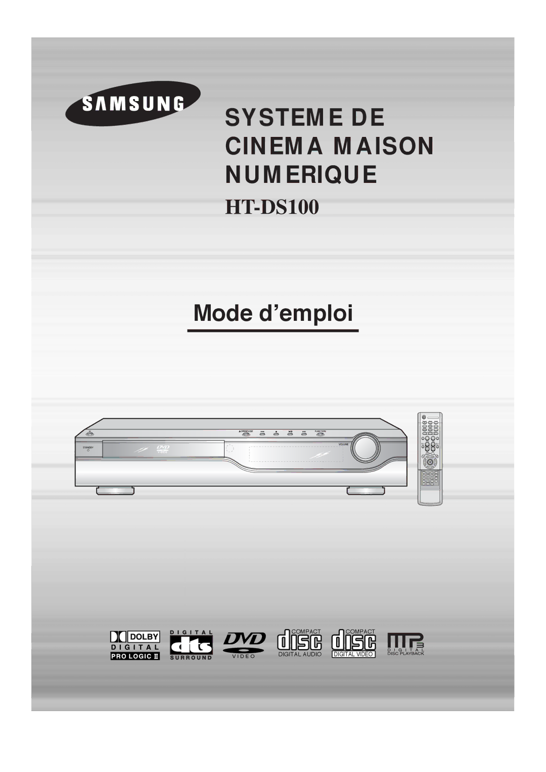 Samsung HTDS100RH/EDC, HTDS100RH/ELS manual Systeme DE Cinema Maison Numerique 