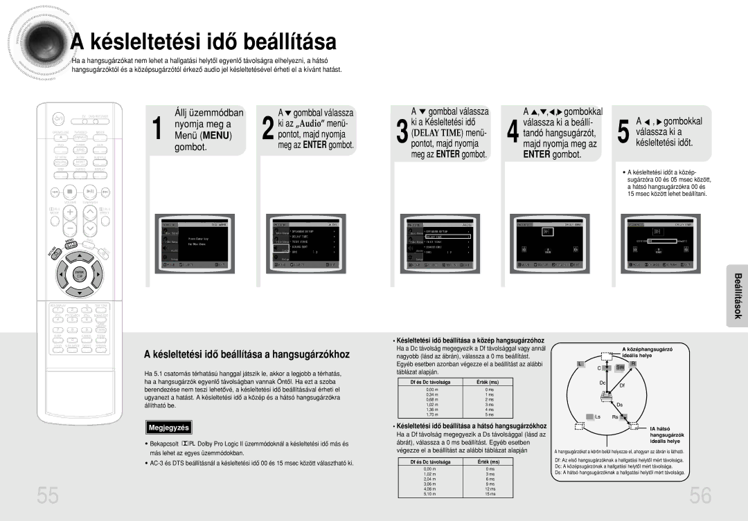 Samsung HTDS420RH/EDC, HTDS400RH/ELS manual Késleltetési idô beállítása, Gombokkal válassza ki a beállí, Meg az Enter gombot 