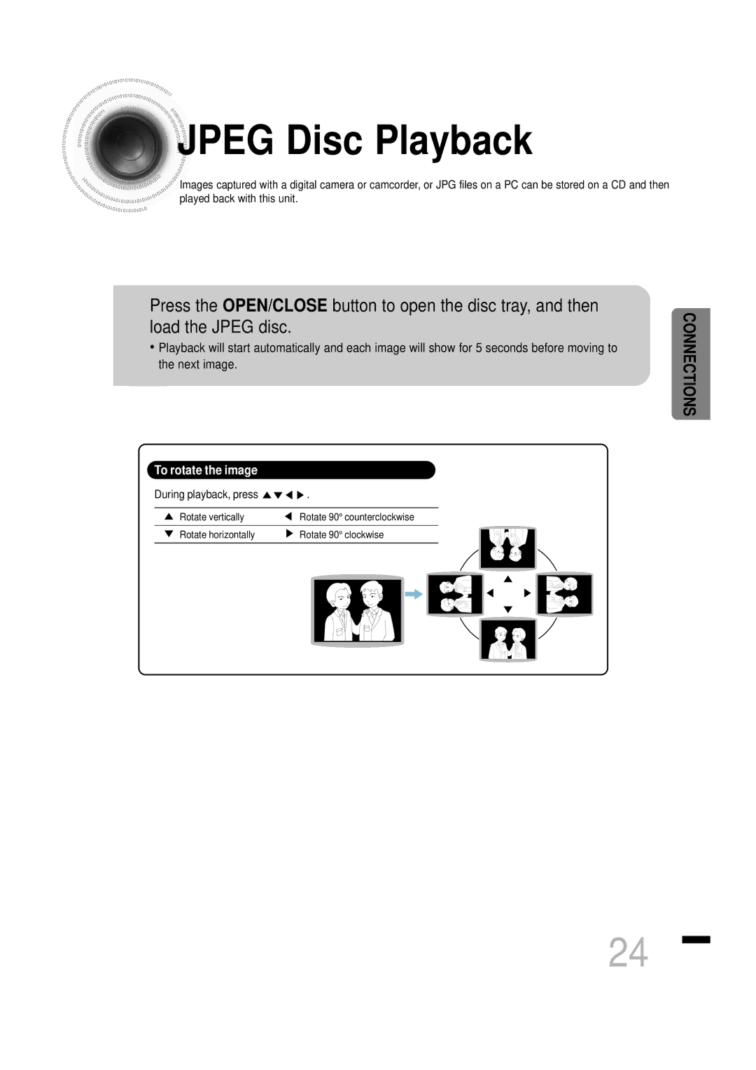 Samsung HTDS460RH/XFO, HTDS460RH/ELS manual Jpeg Disc Playback, To rotate the image 