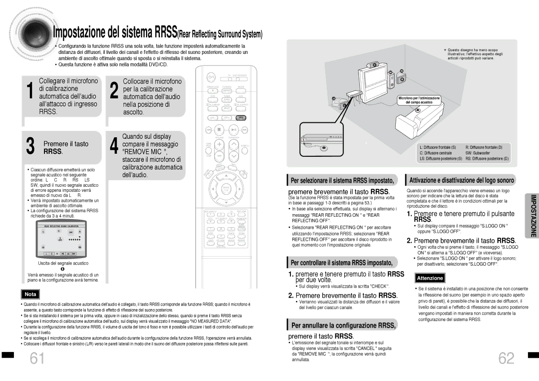 Samsung HTDS460RH/ELS manual Premere brevemente il tasto Rrss, Per due volte, Premere e tenere premuto il pulsante 