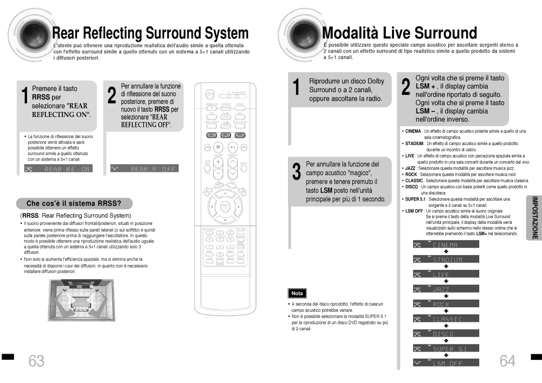 Samsung HTDS460RH/XFO, HTDS460RH/ELS manual Modalità Live Surround, Che cosè il sistema RRSS? 