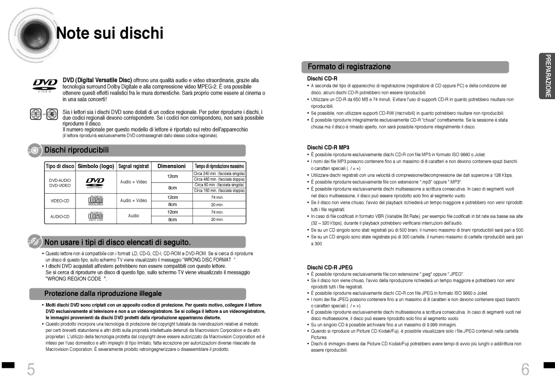 Samsung HTDS460RH/ELS manual Protezione dalla riproduzione illegale, Dimensioni, Dischi CD-R MP3, Dischi CD-R Jpeg 