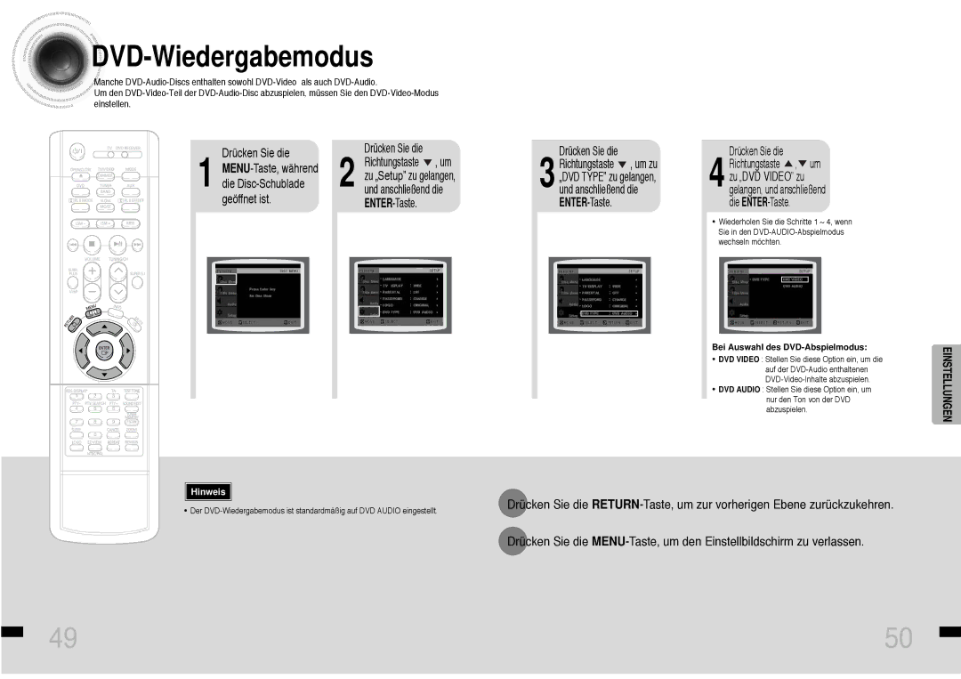 Samsung HTDS460RH/ELS manual DVD -Wiedergabemodus, Bei Auswahl des DVD-Abspielmodus 