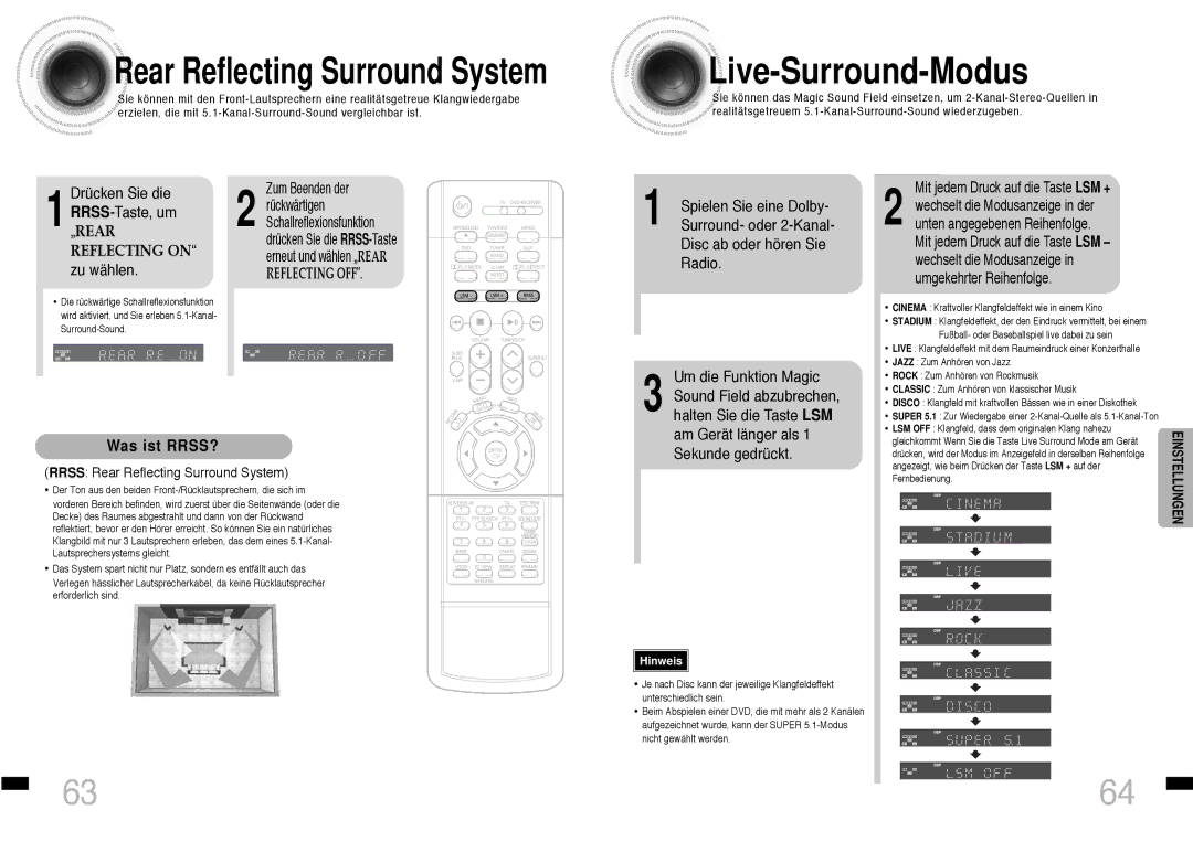 Samsung HTDS460RH/ELS manual Live-Surround-Modus, Was ist RRSS? 