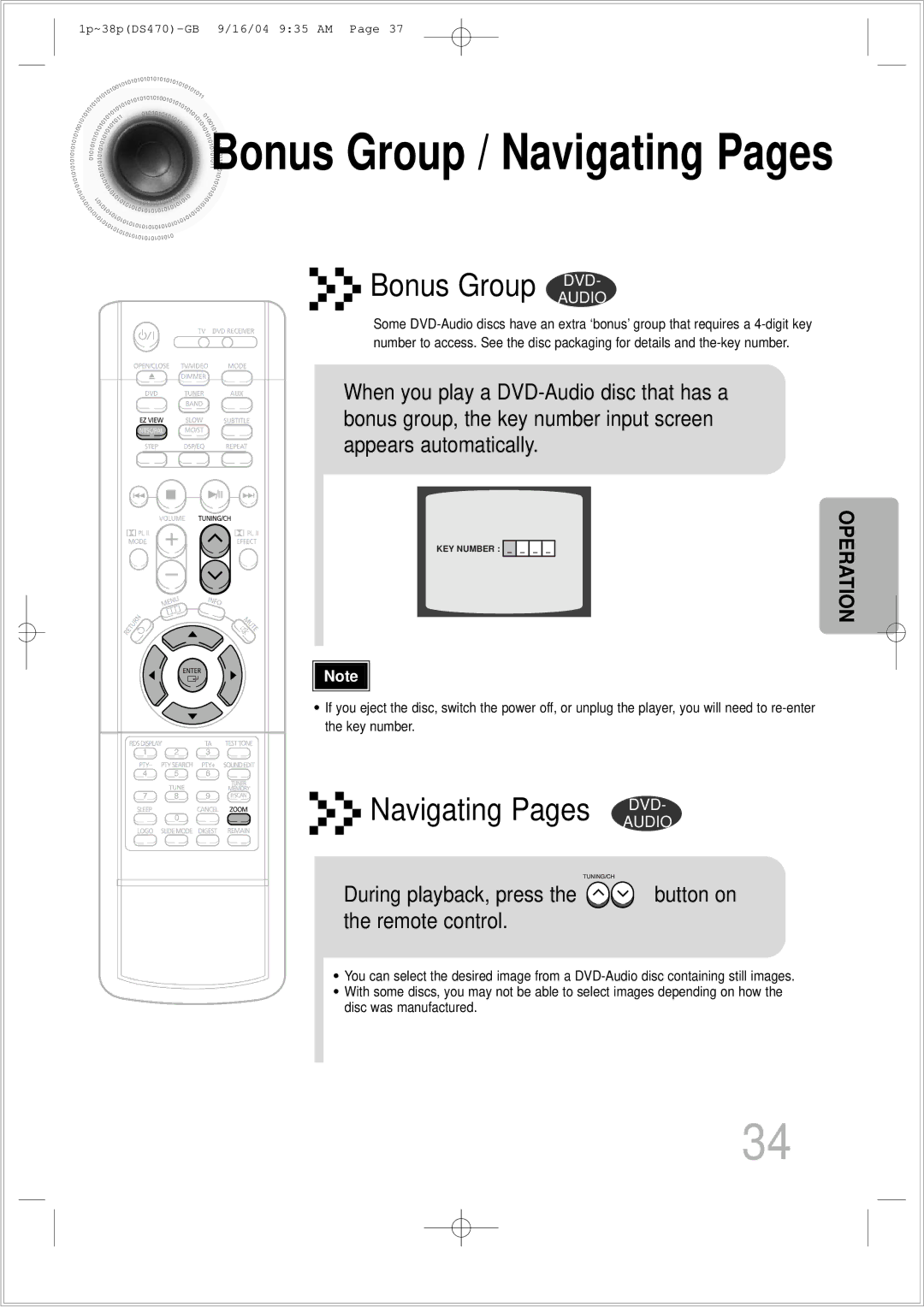 Samsung HTDS470RH/EDC manual Bonus Group / Navigating Pages 