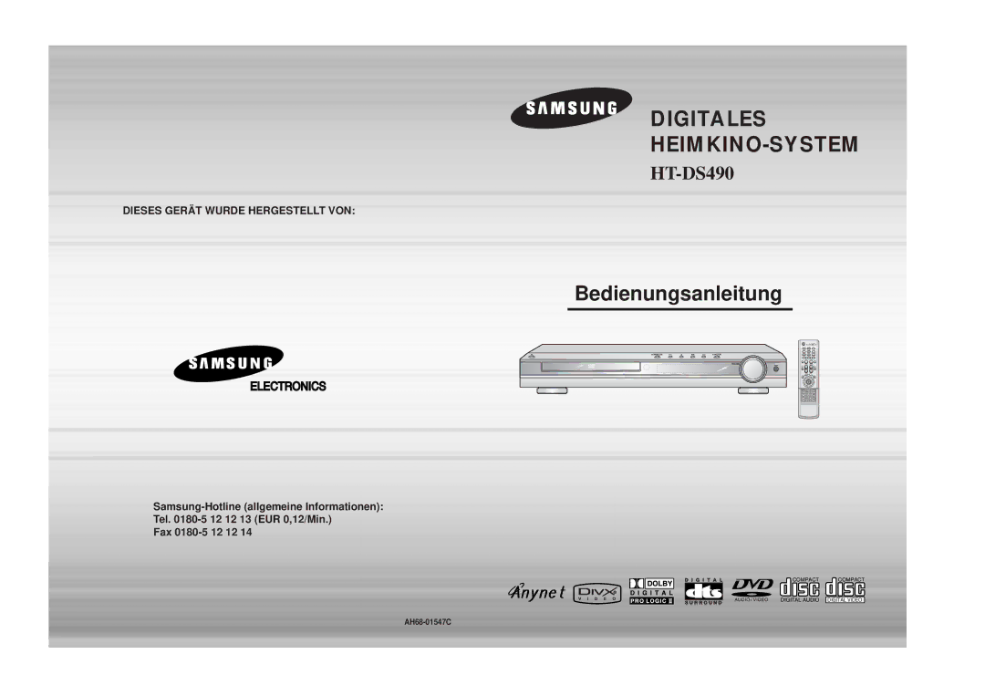 Samsung HTDS490RH/ELS manual Digitales HEIMKINO-SYSTEM 