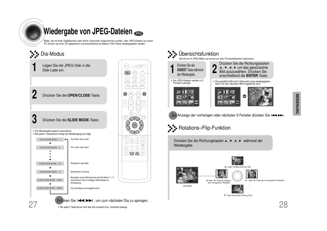 Samsung HTDS490RH/ELS manual Drücken Sie die Slide MODE-Taste, Drücken Sie die Richtungstasten Um das gewünschte 