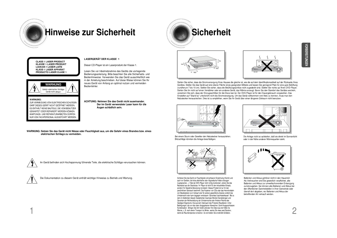 Samsung HTDS490RH/ELS manual Hinweise zur Sicherheit, Warnung 