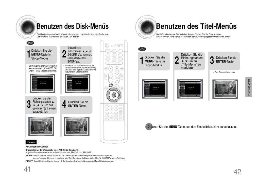 Samsung HTDS490RH/ELS manual Benutzen des Titel-Menüs, 1MENU-Taste im Stopp-Modus 