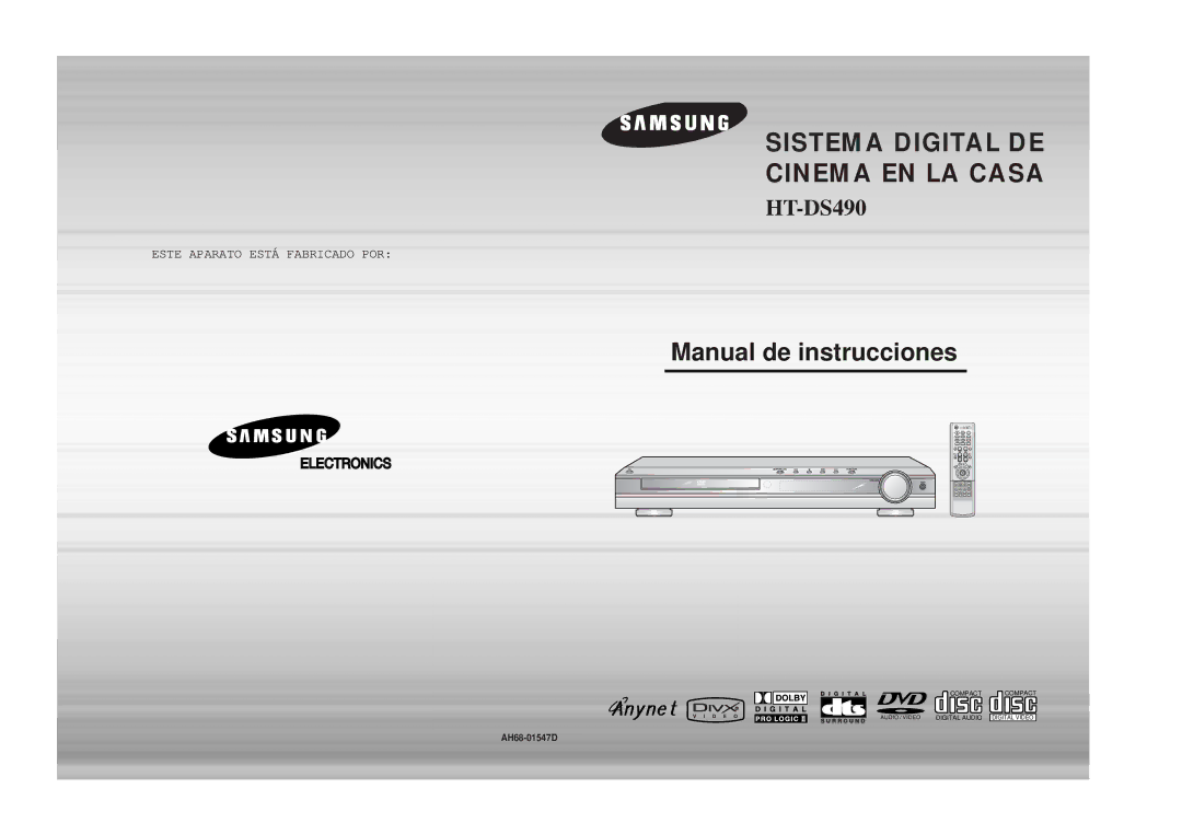 Samsung HTDS490RH/ELS manual Sistema Digital DE Cinema EN LA Casa 