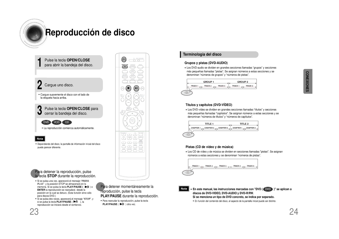 Samsung HTDS490RH/ELS Reproducción de disco, Cargue uno disco, Pulse la tecla OPEN/CLOSE para cerrar la bandeja del disco 