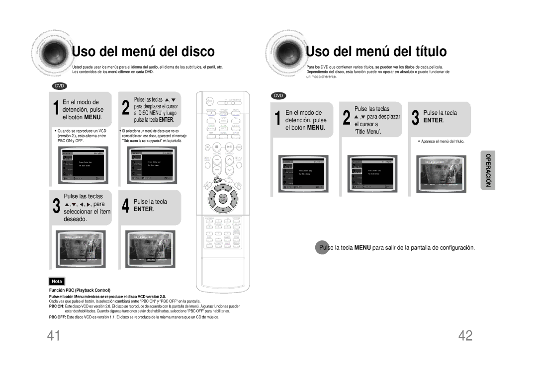 Samsung HTDS490RH/ELS manual Uso del menú del disco, Uso del menú del título 