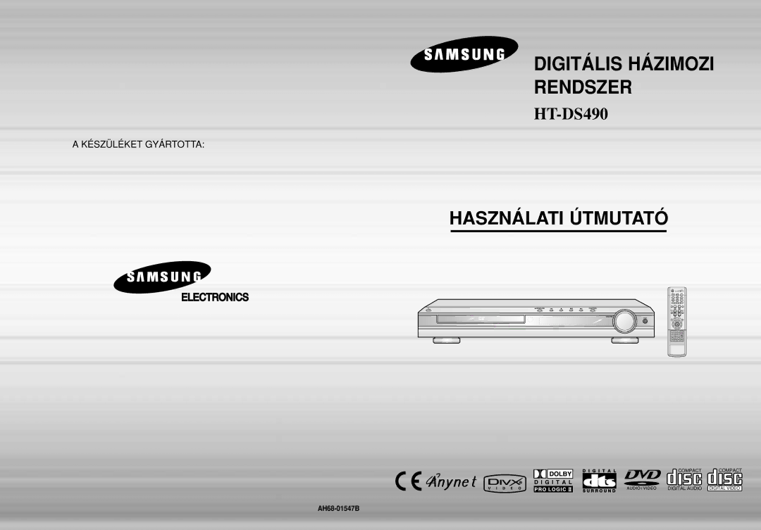 Samsung HTDS490RH/ELS manual Digitális Házimozi Rendszer, AH68-01547B 