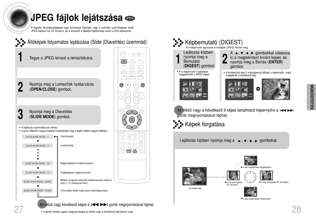 Samsung HTDS490RH/ELS manual Jpeg fájlok lejátszása Jpeg 