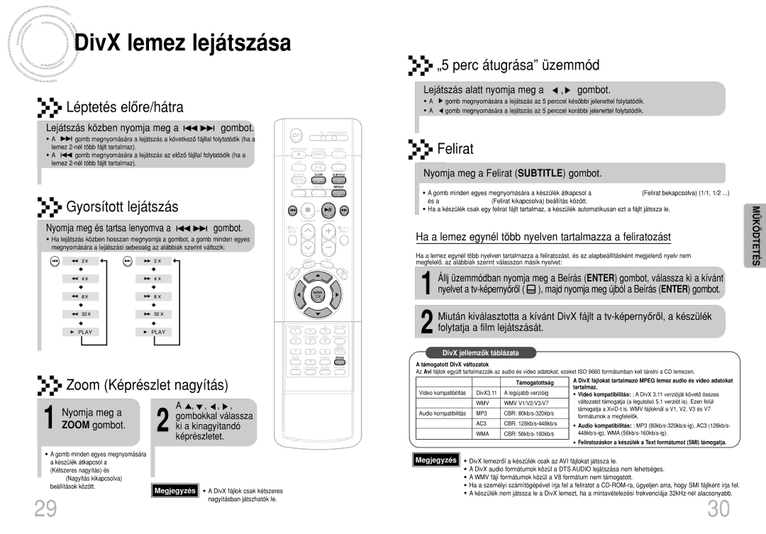 Samsung HTDS490RH/ELS manual DivX lemez lejátszása 