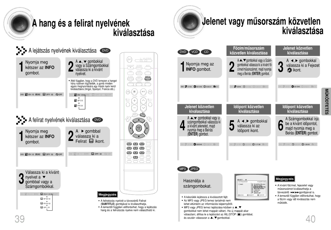 Samsung HTDS490RH/ELS manual Nyomja meg, Gombokkal, Válassza ki a kívánt, Nyelvet, Számgombokkal írja 