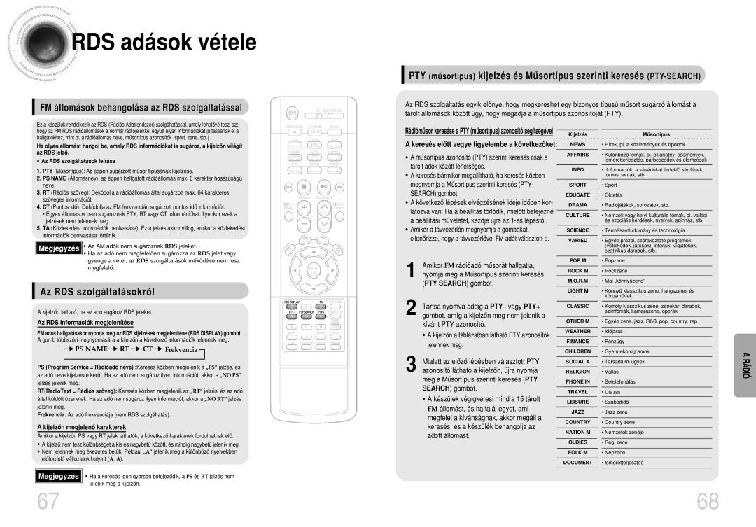 Samsung HTDS490RH/ELS manual RDS adások vétele, Az RDS szolgáltatásokról, Keresés elôtt vegye figyelembe a következôket 