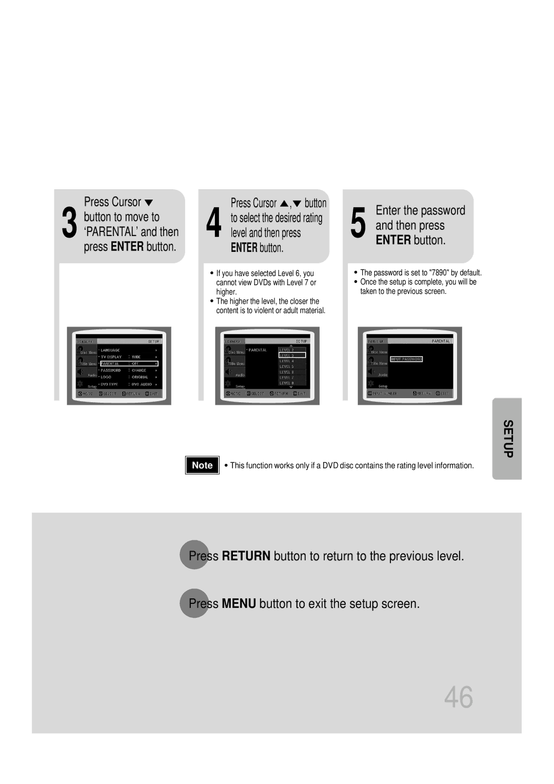 Samsung HTDS700RH/ELS, HTDS700RH/EDC, HTDS900RH/EDC, HTDS900RH/XFO, HTDS700RH/XFO Press Cursor , button, Enter the password 