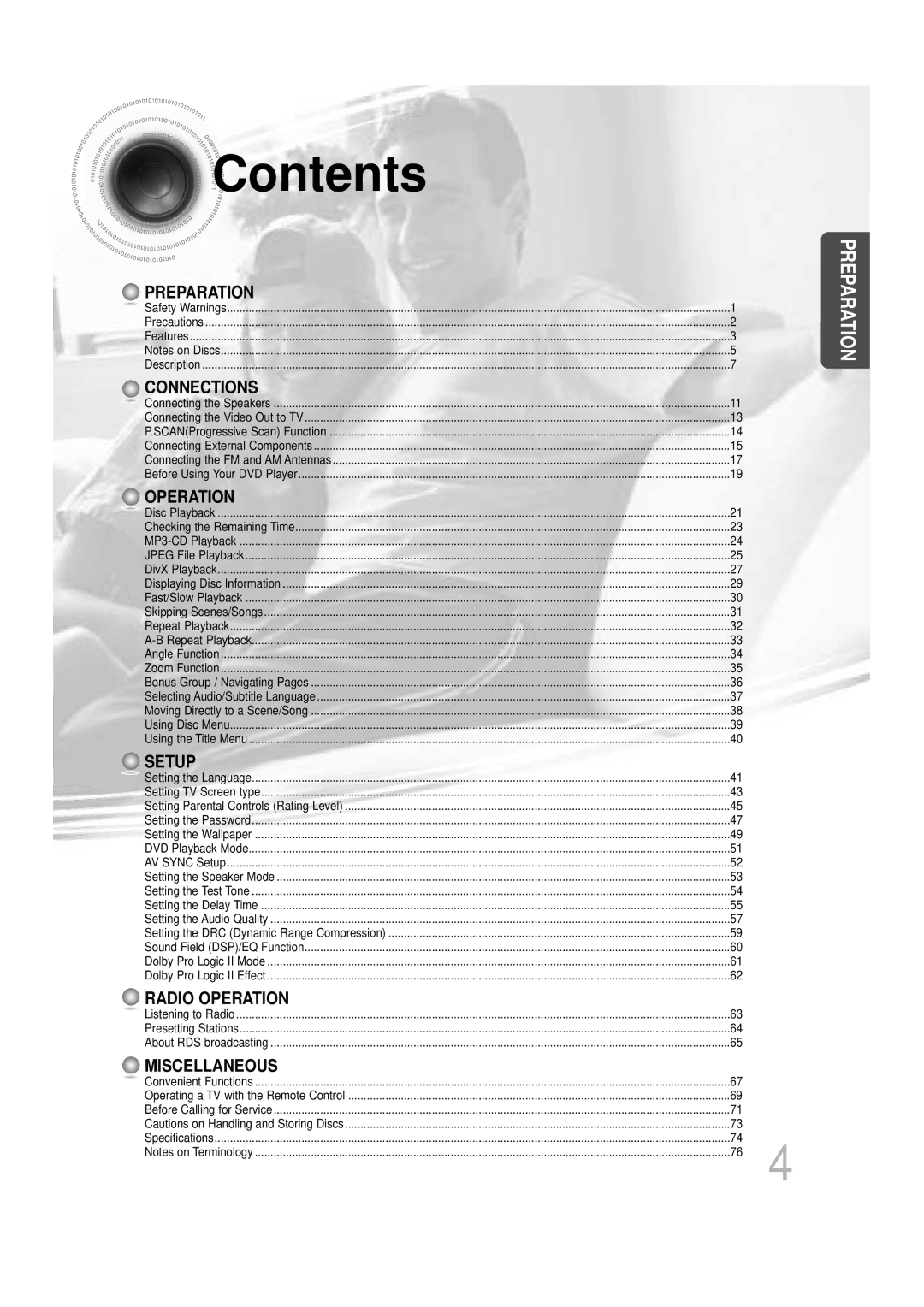 Samsung HTDS700RH/EDC, HTDS900RH/EDC, HTDS700RH/ELS, HTDS900RH/XFO, HTDS700RH/XFO manual Contents 