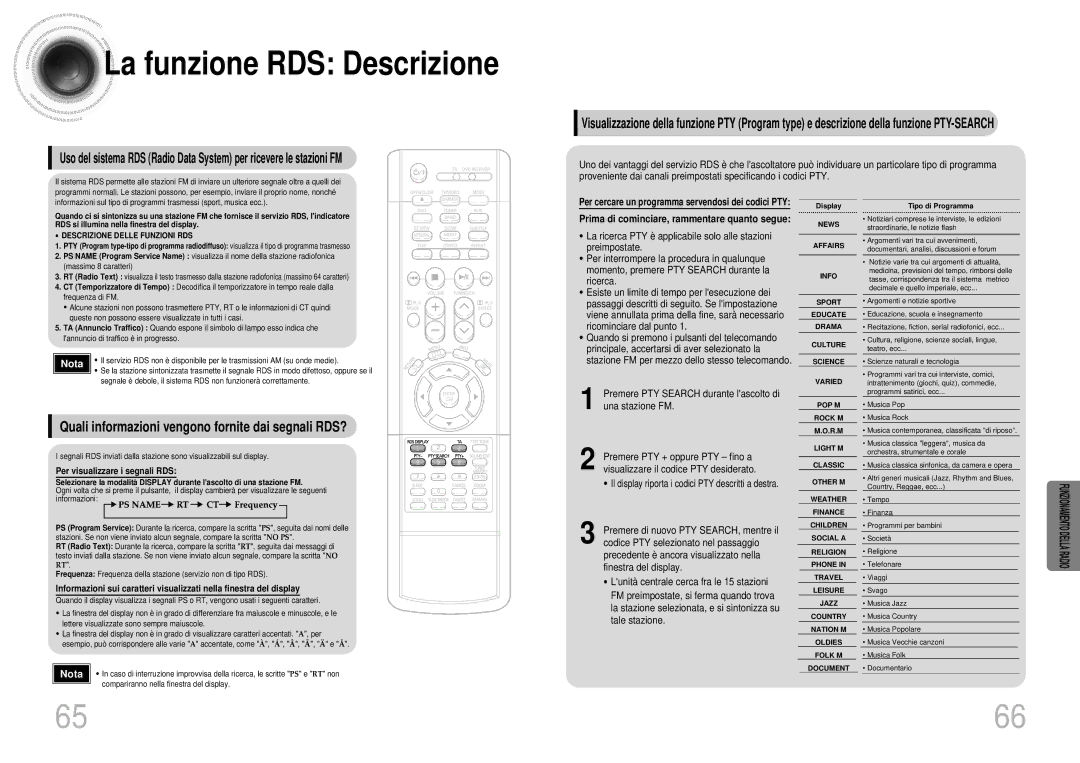 Samsung HTDS900RH/XFO, HTDS700RH/EDC manual La funzione RDS Descrizione, Quali informazioni vengono fornite dai segnali RDS? 