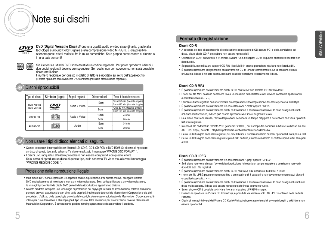 Samsung HTDS700RH/EDC manual Protezione dalla riproduzione illegale, Dimensioni, Dischi CD-R MP3, Dischi CD-R Jpeg 