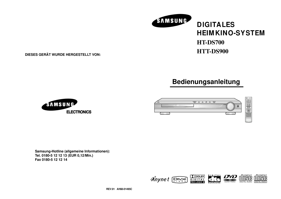 Samsung HTDS900RH/EDC, HTDS700RH/EDC manual Bedienungsanleitung, REV01 AH68-01495C 